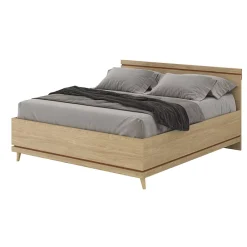 Meublorama Lit NOKI 180x200 cm chene clair et moka Style scandinave sans sommier* Lit Double