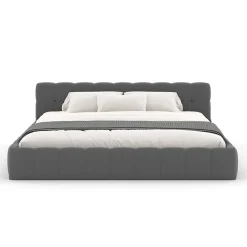 Concept Usine Lit nuage 160x200cm en velours gris - KANSAS* Lit Double