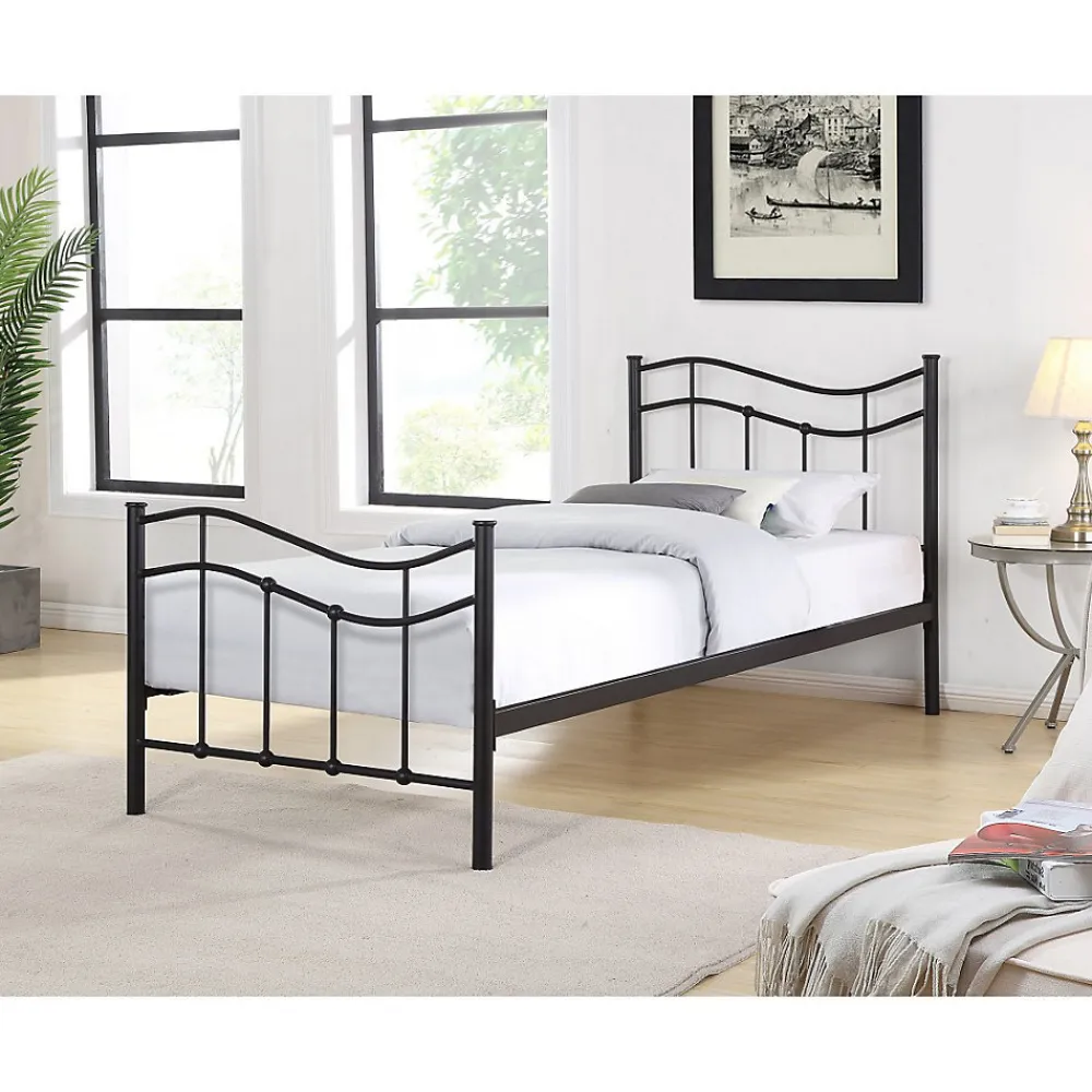 Lit ODETTE 90x190 cm Structure en métal Sommier inclus Style authentique>Meublorama Hot