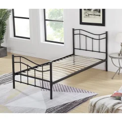 Lit ODETTE 90x190 cm Structure en métal Sommier inclus Style authentique><noscript><img width=