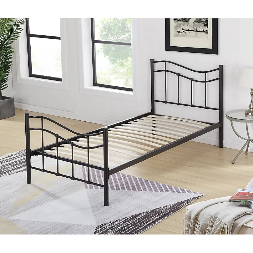 Lit ODETTE 90x190 cm Structure en métal Sommier inclus Style authentique>Meublorama Hot