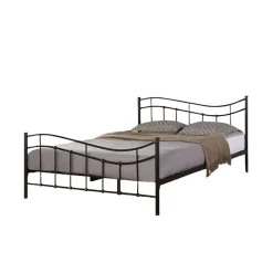 Meublorama Lit ODETTE 160x200 cm Métal noir Sommier inclus Elégance et robustesse* Lit Double