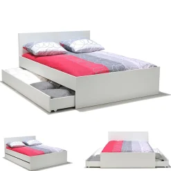 Weber Industries Lit OSLO 160x200 + 2 tiroirs / Blanc* Lit Avec Rangement