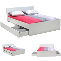 Weber Industries Lit OSLO 140x200 + 2 tiroirs / Blanc* Lit Double