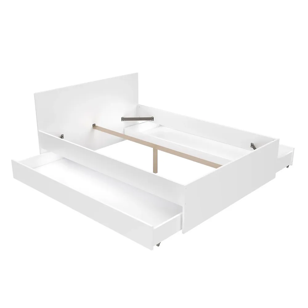 Weber Industries Lit OSLO 140x190 + 2 tiroirs / Blanc* Lit Avec Rangement