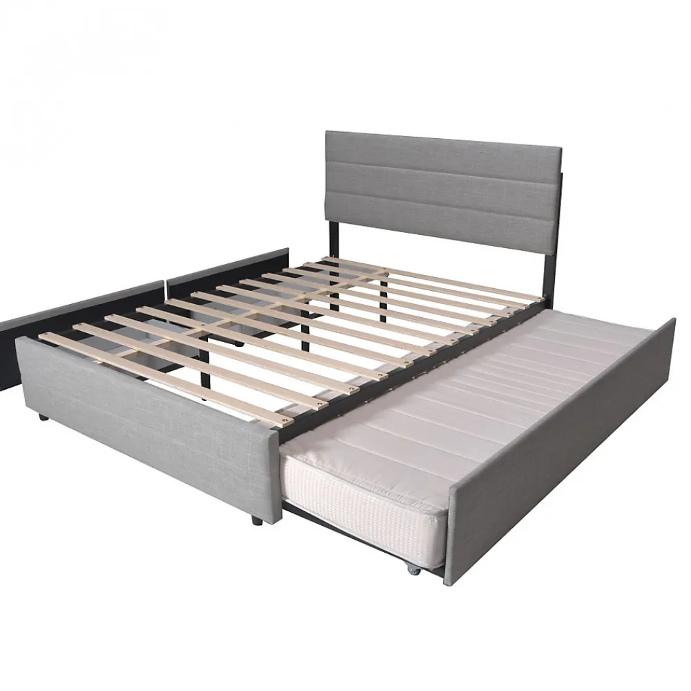 Weber Industries Lit PALERMO 140x200 +1 sommier+2 tiroirs+1 tiroir lit 90x190 / Gris clair* Lit Avec Rangement