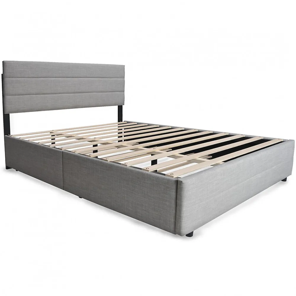 Weber Industries Lit PALERMO 140x200 +1 sommier+2 tiroirs+1 tiroir lit 90x190 / Gris clair* Lit Avec Rangement