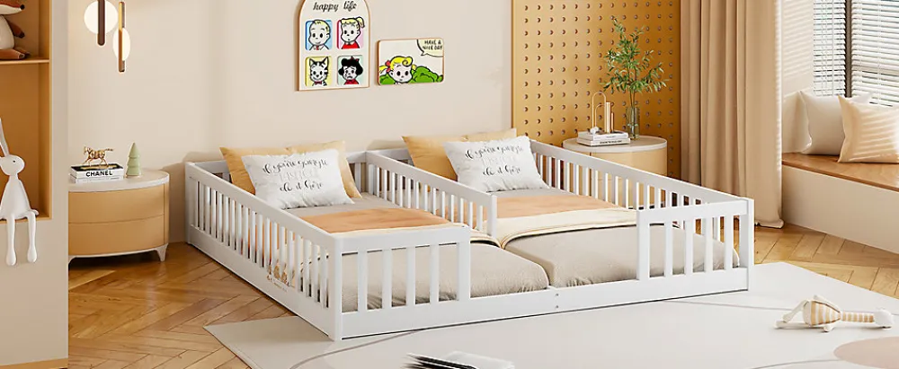 Lit Panneau 90x200cm, Avec Grillage, Sans Sommier, Pin, Style Minimaliste, Blanc>Fortuna lai Best