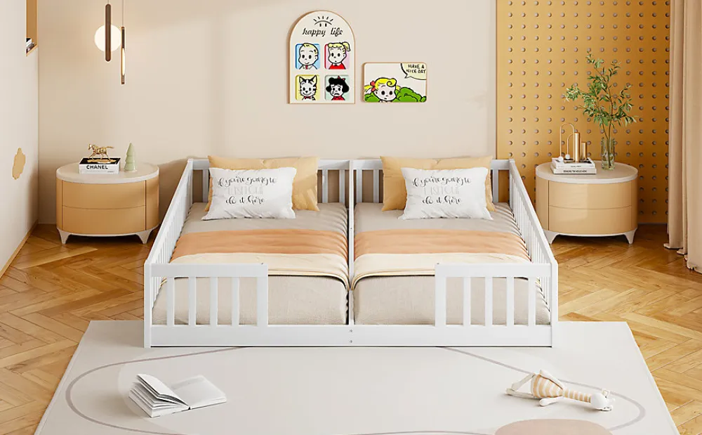 Lit Panneau 90x200cm, Avec Grillage, Sans Sommier, Pin, Style Minimaliste, Blanc>Fortuna lai Best
