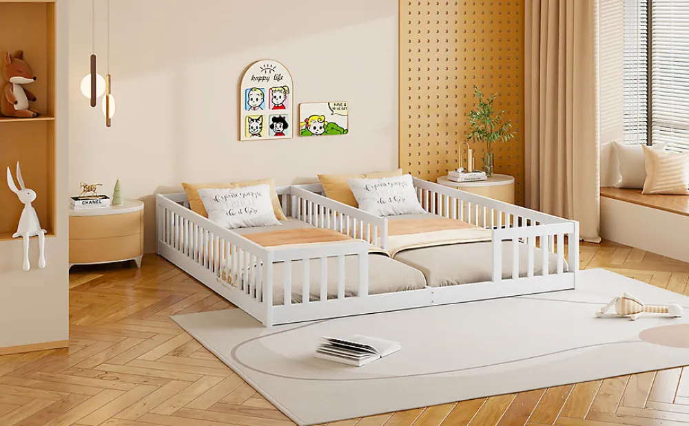 Lit Panneau 90x200cm, Avec Grillage, Sans Sommier, Pin, Style Minimaliste, Blanc>Fortuna lai Best