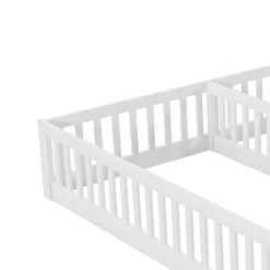 Lit Panneau 90x200cm, Avec Grillage, Sans Sommier, Pin, Style Minimaliste, Blanc><noscript><img width=
