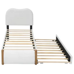 Lit plat rembourré 90 x 200 cm avec roulettes, blanc, noir><noscript><img width=