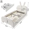 Blackcolors Lit Plat 90x200cm Laine Mouton Forme Lapin Blanc* Lit Avec Rangement