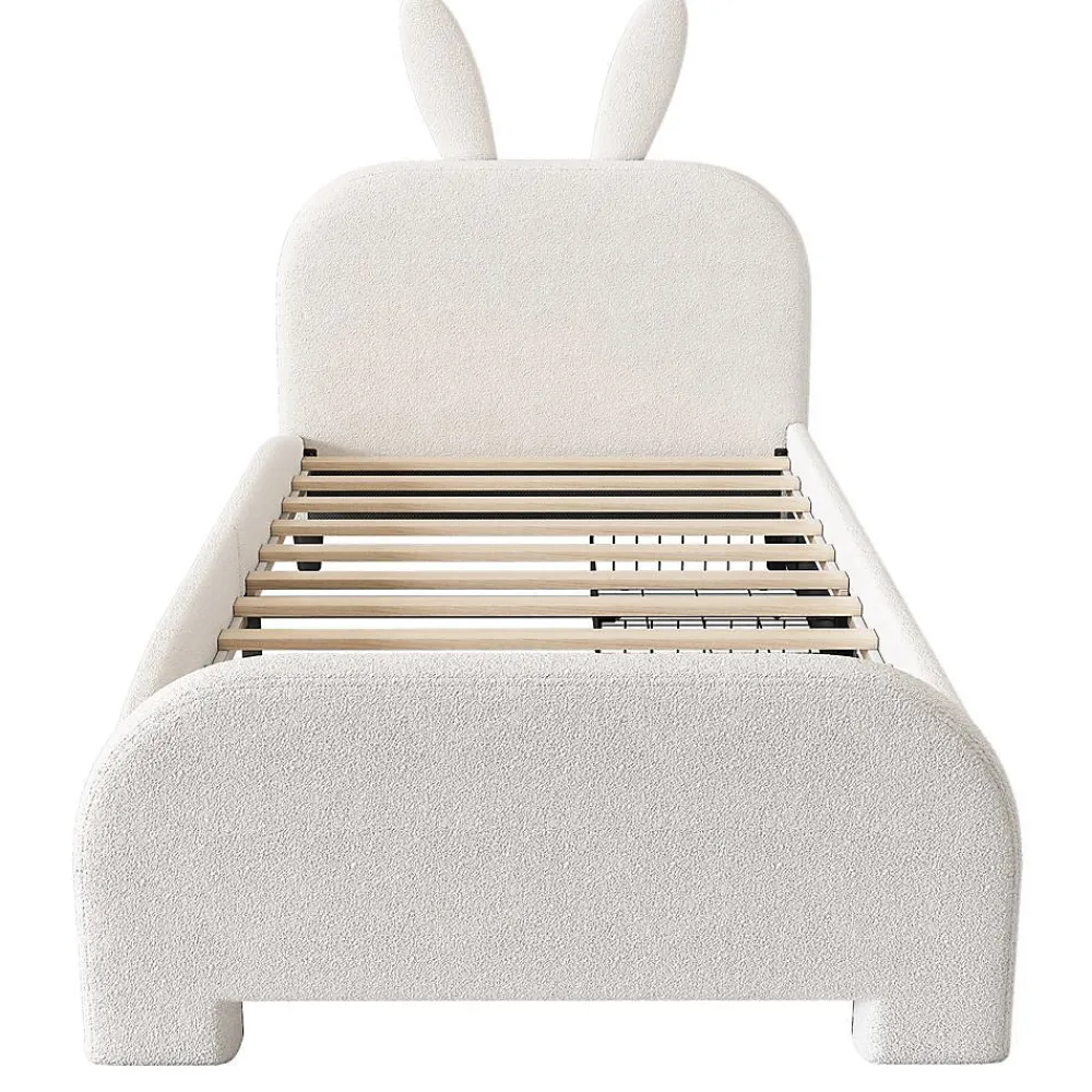 Blackcolors Lit Plat 90x200cm Laine Mouton Forme Lapin Blanc* Lit Avec Rangement