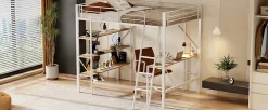 Lit Plat 160x200cm, Rembourré, LED Ambiant, USB, Grande Capacité de Rangement, Gris><noscript><img width=