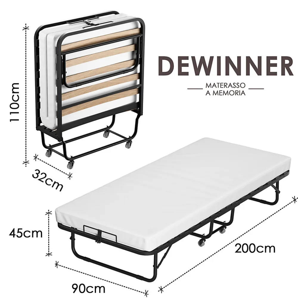Lit pliant 90x200 CM avec matelas de 10 cm>Teeno Discount