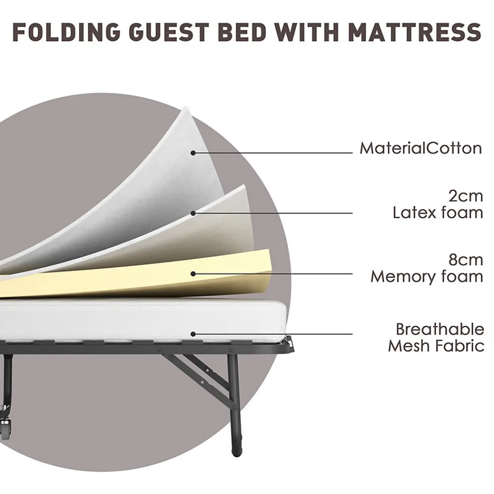 Lit pliant 90x200 CM avec matelas de 10 cm>Teeno Discount