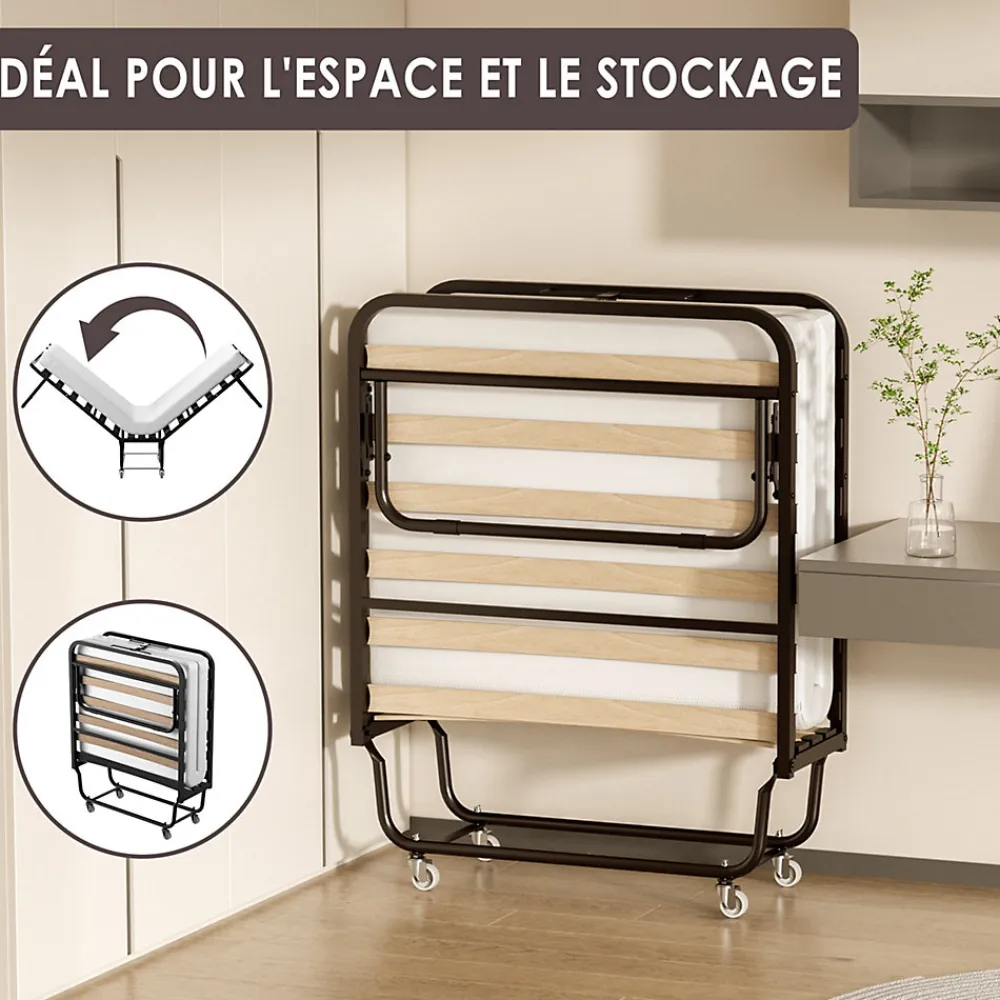 Lit pliant 90x200 CM avec matelas de 10 cm>Teeno Discount