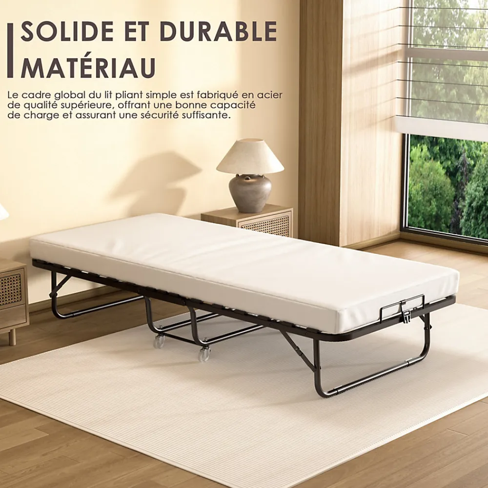 Lit pliant 90x200 CM avec matelas de 10 cm>Teeno Discount