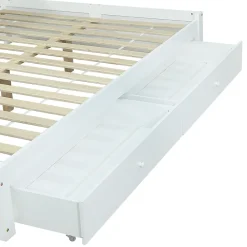 Fortuna lai Lit Polster 140x200 cm avec rangement latéral, 2 lampes, prise USB, bois blanc, moderne*Enfant Lit Enfant