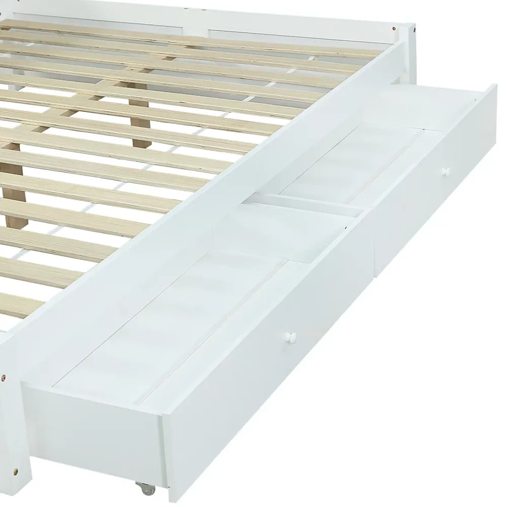 Fortuna lai Lit Polster 140x200 cm avec rangement latéral, 2 lampes, prise USB, bois blanc, moderne*Enfant Lit Enfant