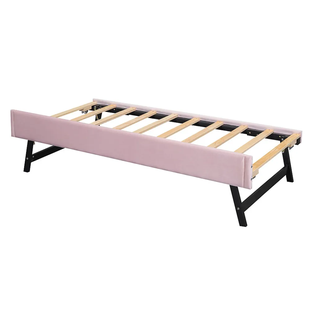 Lit Polster 90x200cm, Avec Tiroirs, Samt, Design Minimaliste, Rose>Fortuna lai Best