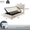 Fortuna lai Lit Pour Enfant Rembourré, 90 X 200 Cm, Coffre De Rangement Hydraulique, En Lin, Beige*Enfant Lit Enfant