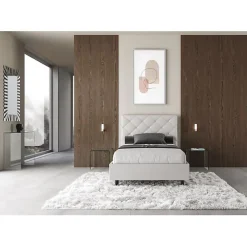 Ityhome Lit Priya en simili cuir blanc avec sommier tapissé 140x210* Lit Coffre