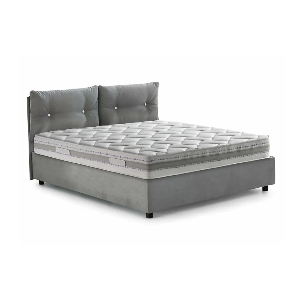 Lit queen size Dabbadi, Lit coffre avec revêtement en tissu, Ouverture frontale, avec matelas 120x190 cm inclus, Gris>Talamo Italia Outlet