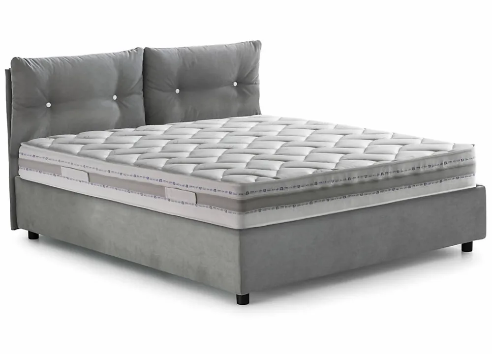 Lit queen size Dabbadi, Lit coffre avec revêtement en tissu, Ouverture frontale, avec matelas 120x190 cm inclus, Gris>Talamo Italia Outlet