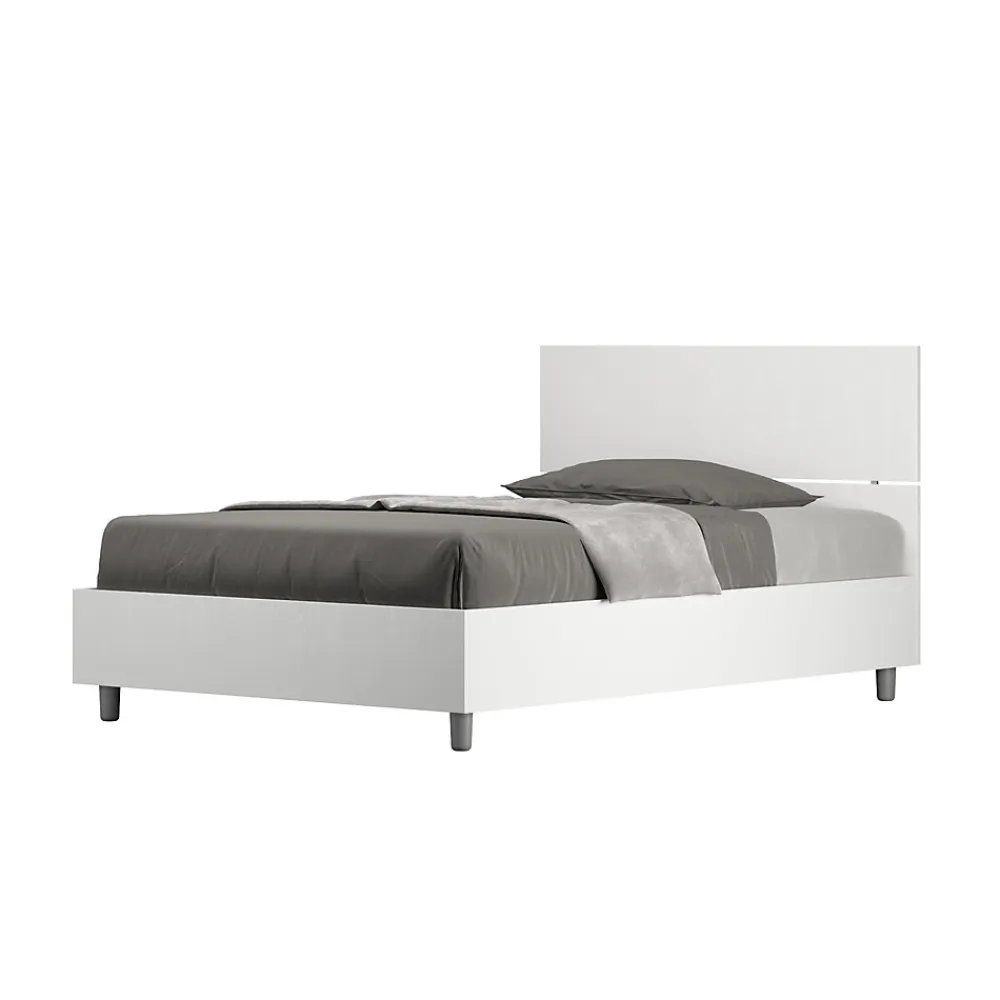 Lit queen size sans sommier 120x190 tête de lit droite frêne blanc Demas>Ityhome