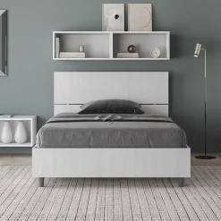 Lit queen size sans sommier 120x190 tête de lit droite frêne blanc Demas>Ityhome
