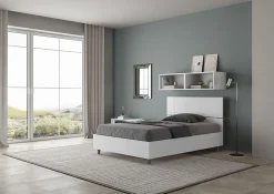 Lit queen size sans sommier 120x190 tête de lit droite frêne blanc Demas><noscript><img width=