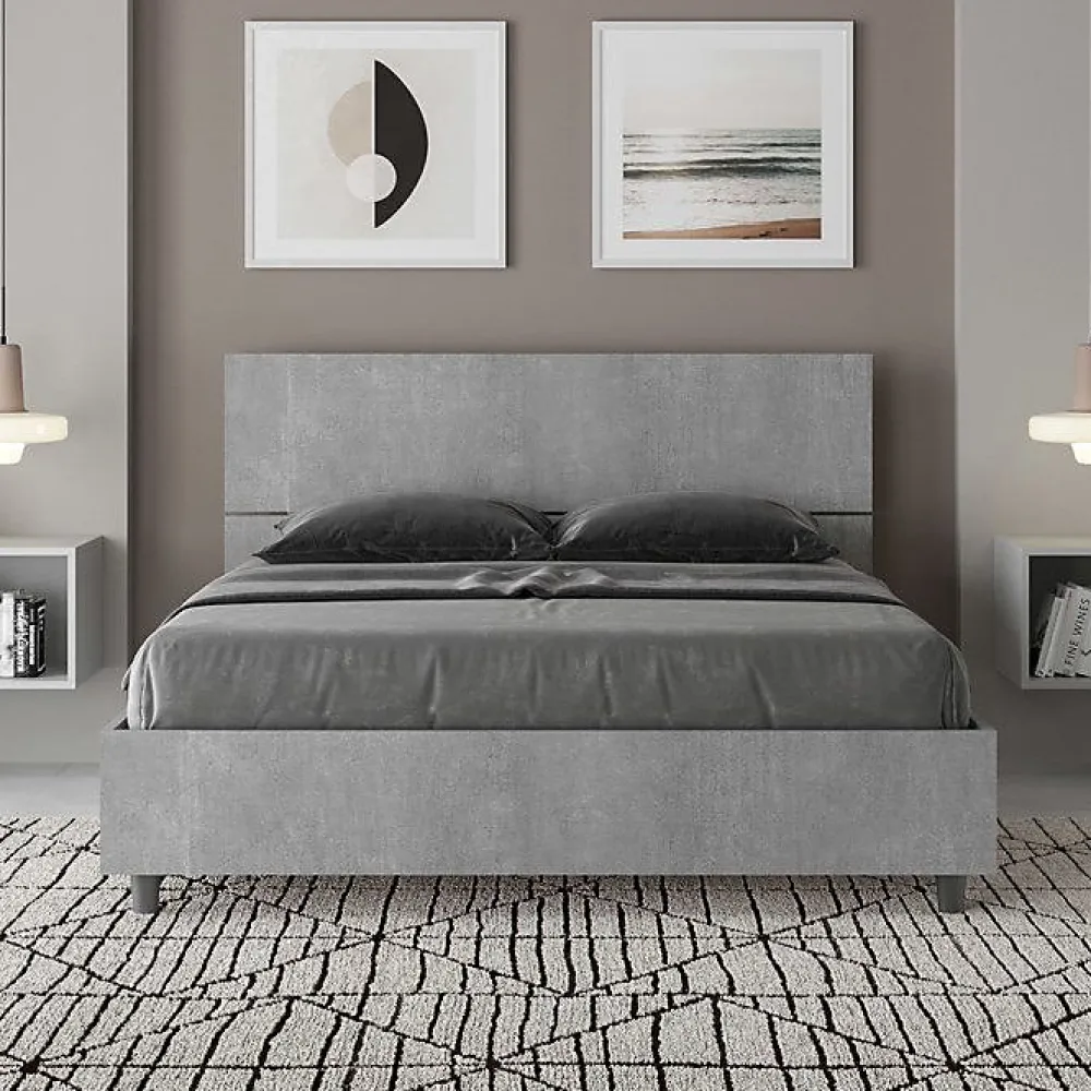Lit rangement béton Demas 140x200 avec tête de lit inclinée>Ityhome Online