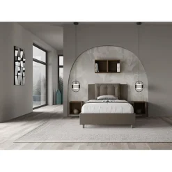 Lit rembourré en simili cuir Annalisa cappuccino sans sommier 120x190>Ityhome Hot