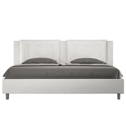 Lit rembourré en simili cuir blanc Annalisa sans sommier 200x210>Ityhome