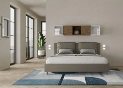 Ityhome Lit rembourré en simili cuir Antea cappuccino sans sommier 180x190* Lit Coffre