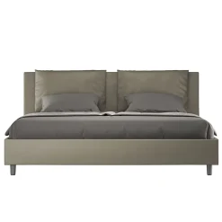 Ityhome Lit rembourré en simili cuir Antea cappuccino sans sommier 180x190* Lit Coffre