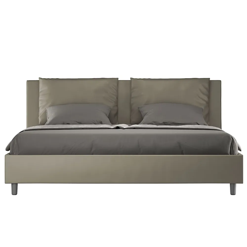 Ityhome Lit rembourré en simili cuir Antea cappuccino sans sommier 180x190* Lit Coffre