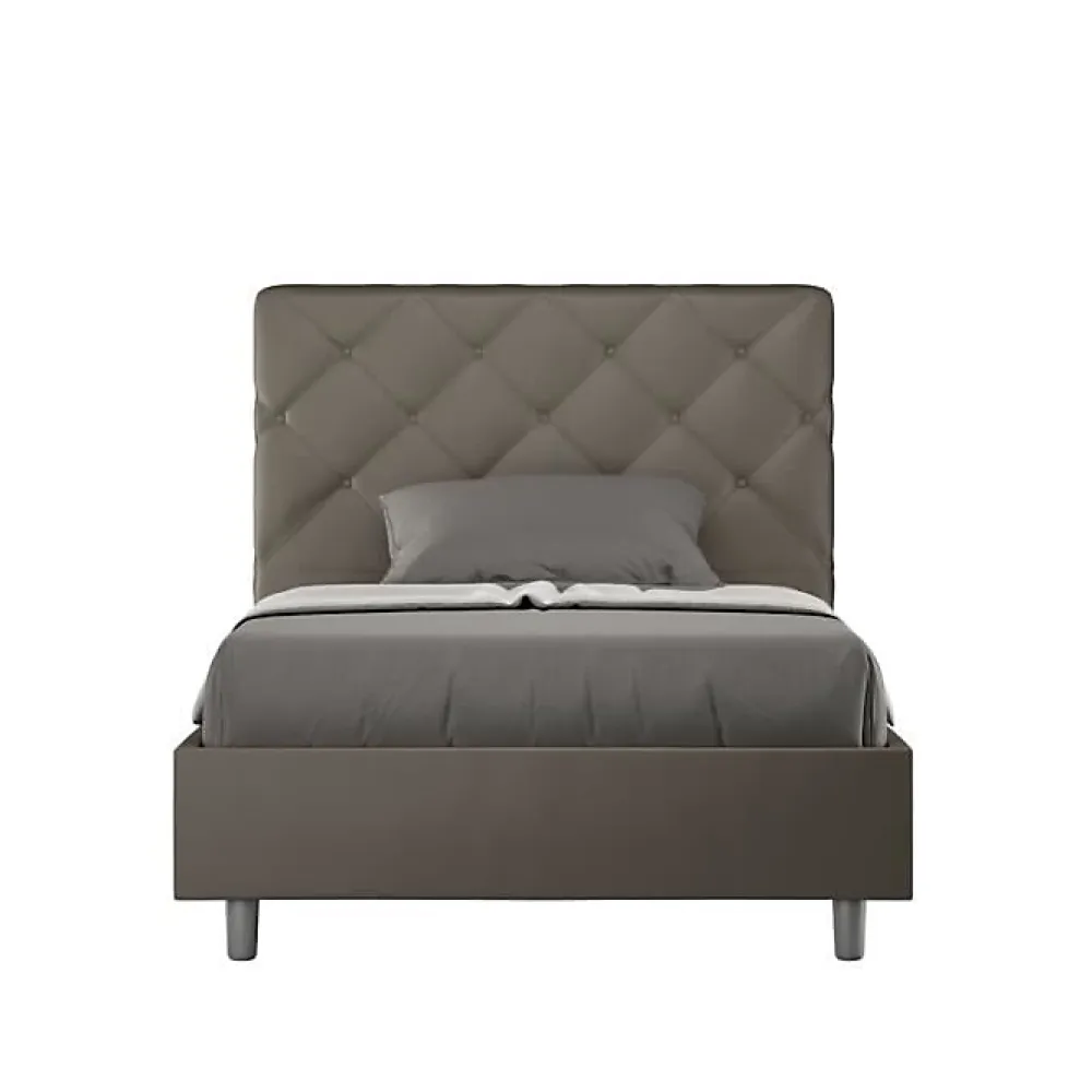 Ityhome Lit rembourré en simili cuir Priya cappuccino sans sommier 120x200* Lit Coffre