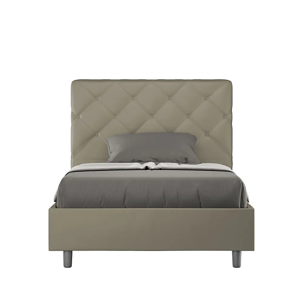 Lit rembourré en simili cuir Priya cappuccino sans sommier 140x210>Ityhome Best