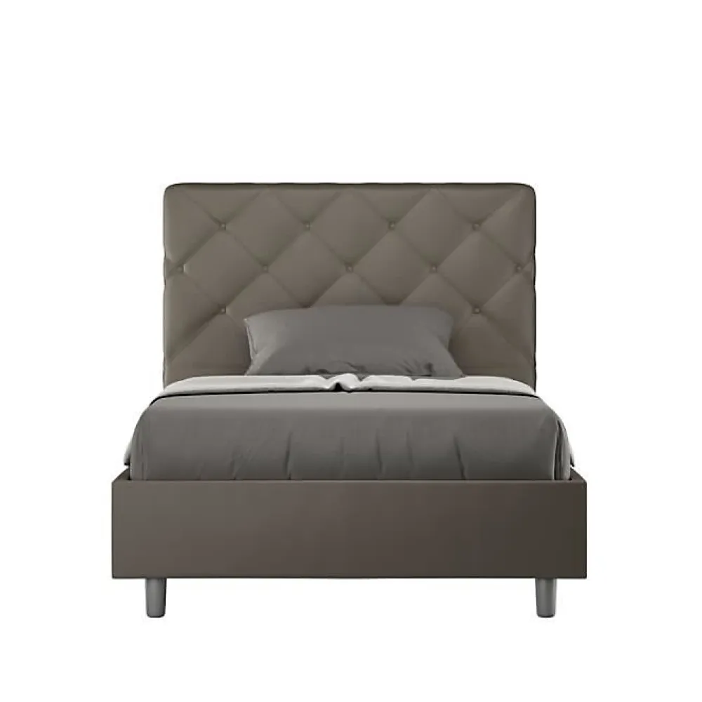 Lit rembourré en simili cuir Priya cappuccino sans sommier 140x210>Ityhome Best