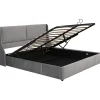 Gutent Lit rembourré hydraulique 160x200cm, lit double avec tête de coussin, forme d'oreille, lit fonctionnel, velours, gris* Lit Avec Rangement