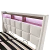 Blackcolors Lit rembourré LED 160 x 200 cm USB en lin* Lit Avec Rangement