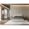 Ityhome Lit rembourré sans sommier 160x200 tissu Labirinto 01 blanc Rosal* Lit Coffre