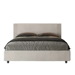 Ityhome Lit rembourré sans sommier 160x200 tissu Labirinto 01 blanc Rosal* Lit Coffre