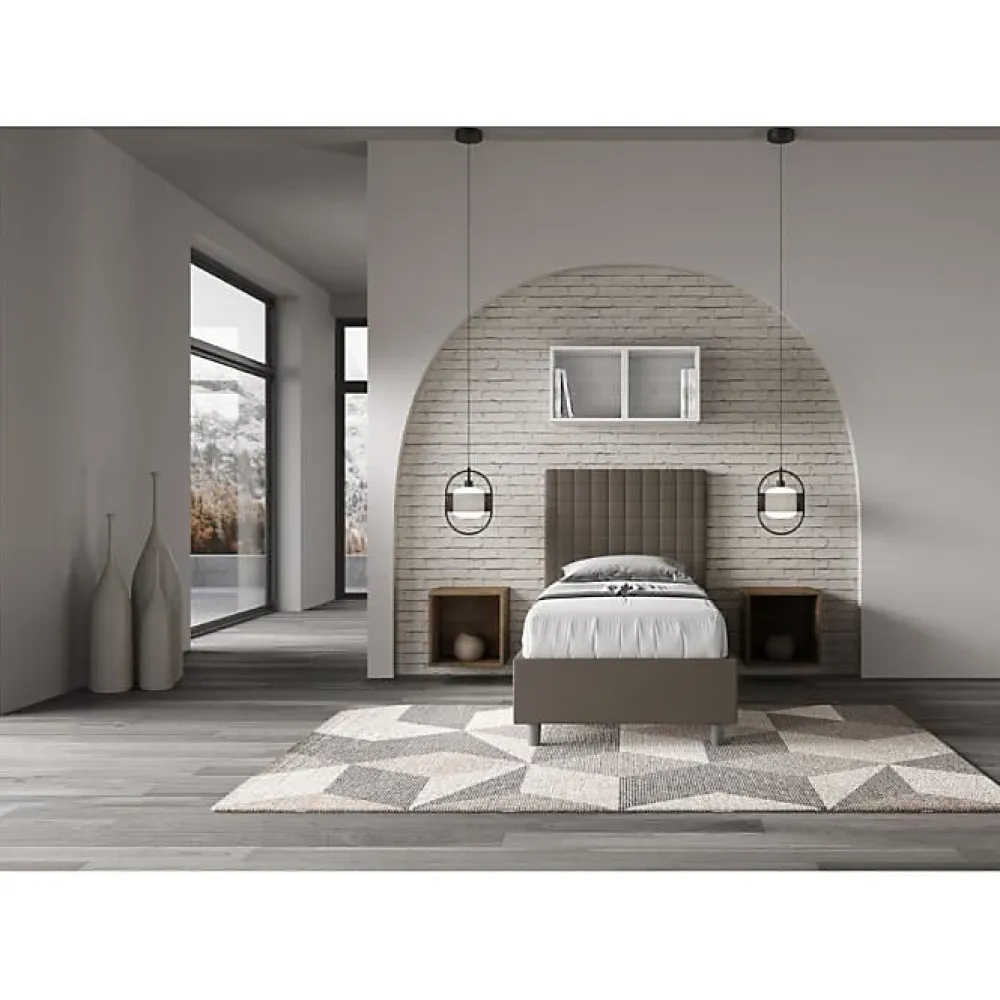 Lit rembourré sans sommier 80x200 Sunny cappuccino simili cuir>Ityhome Outlet