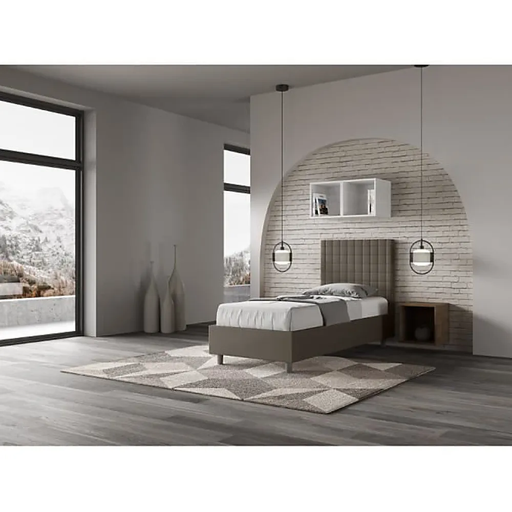Lit rembourré sans sommier 80x200 Sunny cappuccino simili cuir>Ityhome Outlet