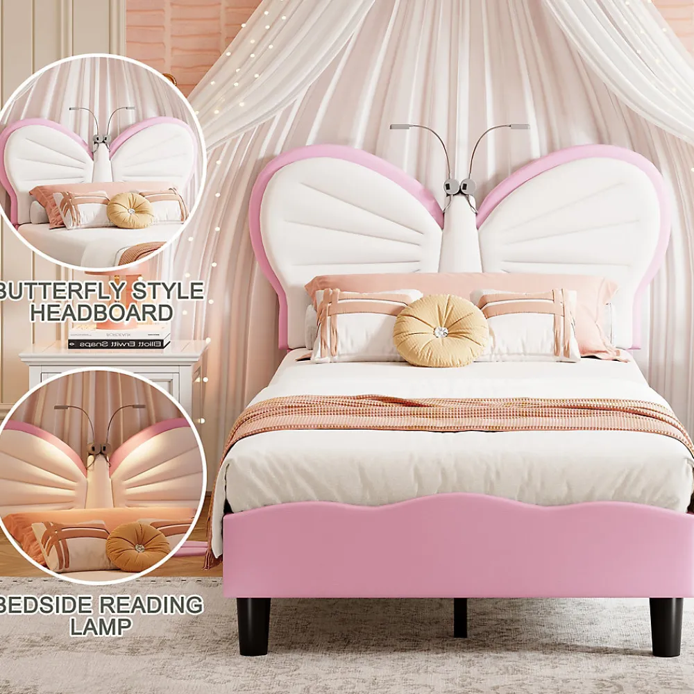 Lit Rembourré 90x200 cm, Cadre de lit Simple avec sommier à Lattes, Cadre de lit pour Enfants, Adolescents, Adultes, Velours, Pink>Simple Life New