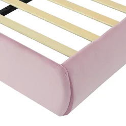Simple Life Lit rembourré 90x200cm avec oreilles de lapin, LED chaude réglable, 2 poufs de rangement, velours rose* Lit Coffre